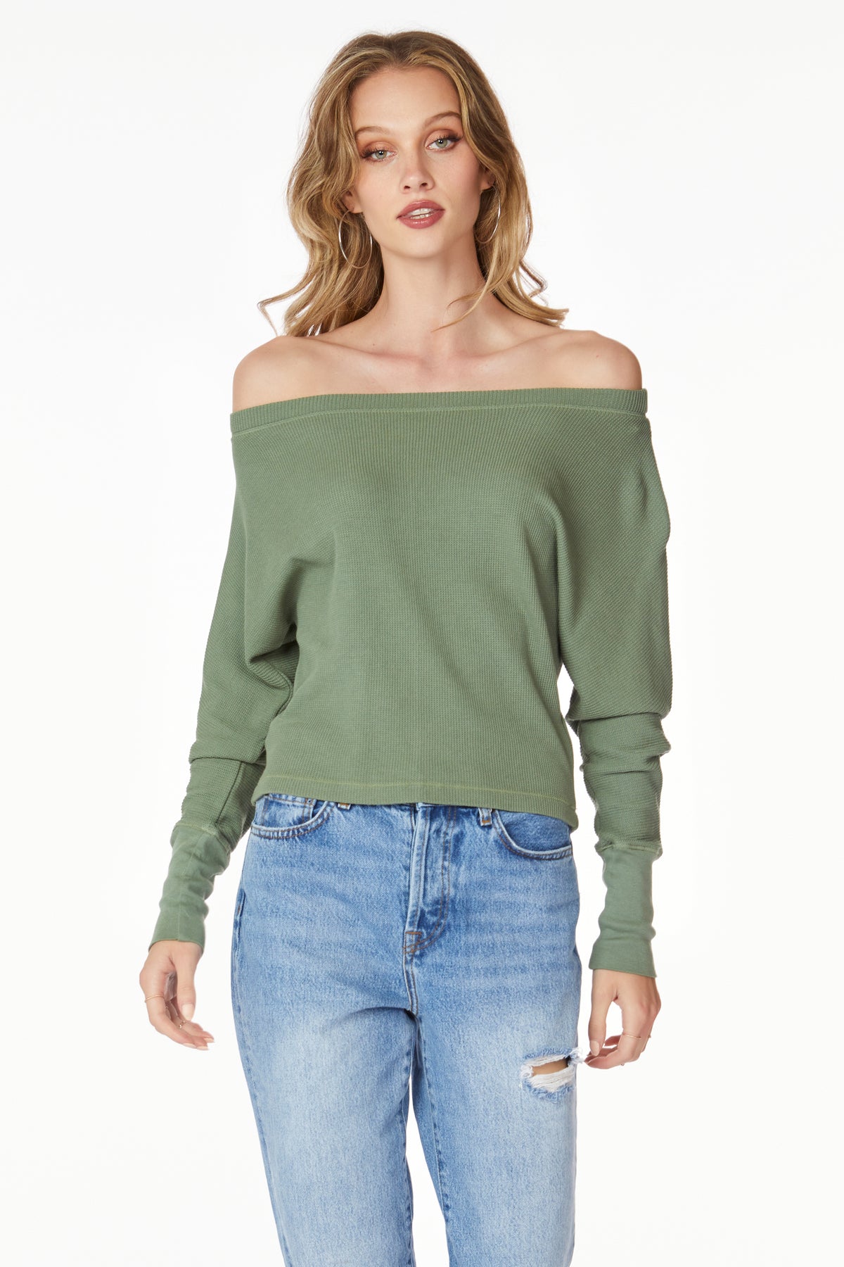 WIDE BOAT NECK THERMAL TOP