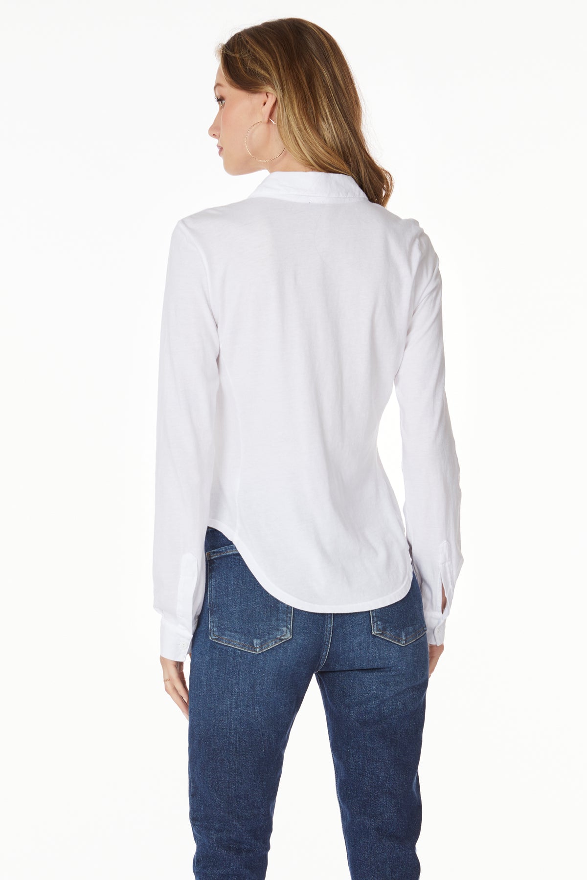 BUTTON FRONT SHIRRED PLACKET TEE