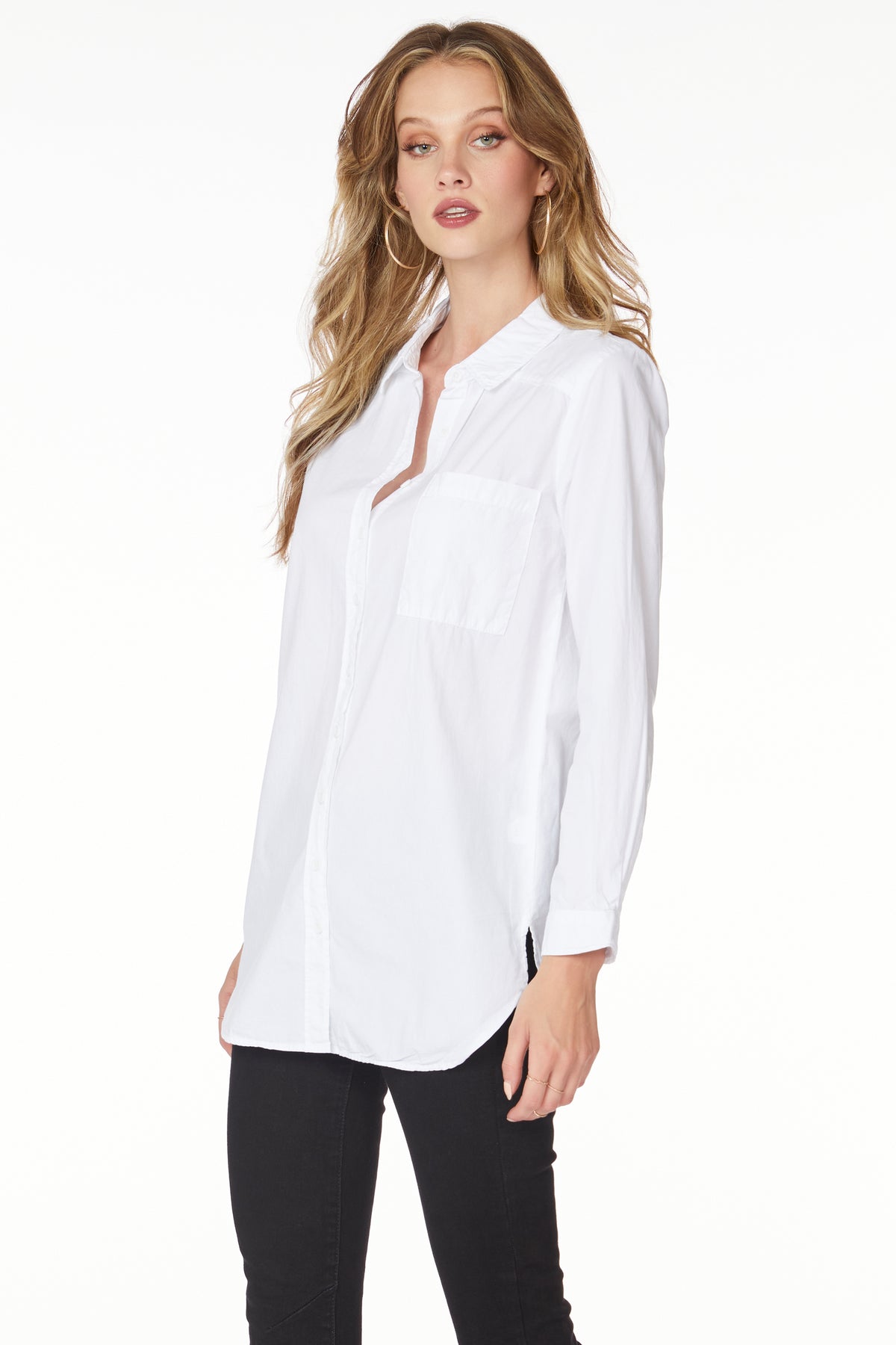 BUTTON FRONT LONG SLEEVE TUNIC